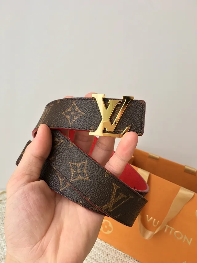 Louis Vuitton Reversible Belt Brown Red Monogram Canvas Leather Belt 6