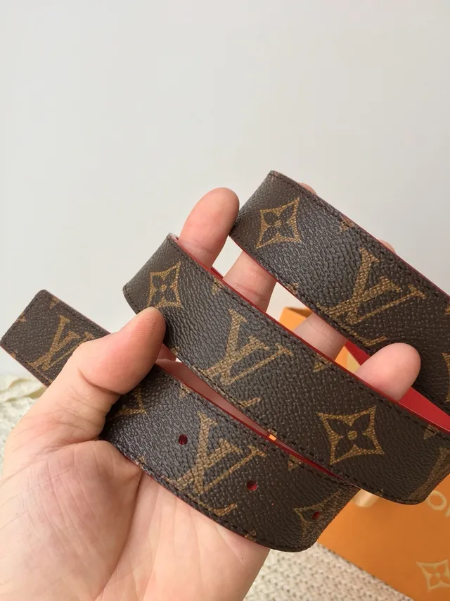 Louis Vuitton Reversible Belt Brown Red Monogram Canvas Leather Belt 7