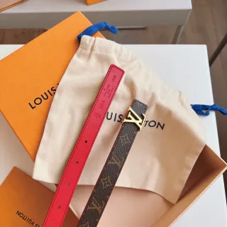 लुई विटन दो तरफा बेल्ट लाल भूरा Monogram Canvas चमड़े की बेल्ट