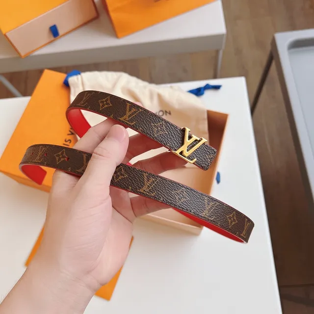 Louis Vuitton Reversible Belt Red Brown Monogram Canvas Leather Belt 3