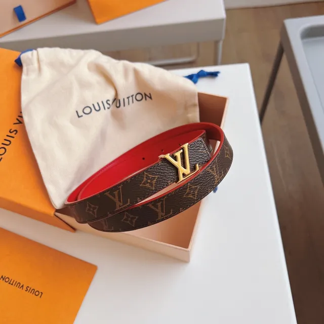 Louis Vuitton Reversible Belt Red Brown Monogram Canvas Leather Belt 4