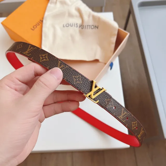 Louis Vuitton Reversible Belt Red Brown Monogram Canvas Leather Belt 6