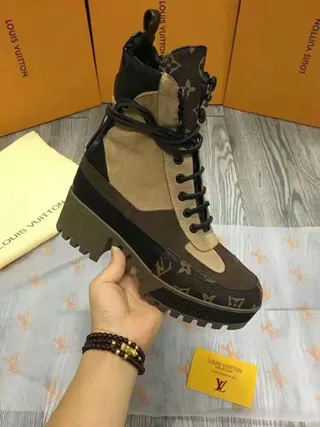 Louis Vuitton Run Away Monogram Canvas and Beige Ankle Boots 2