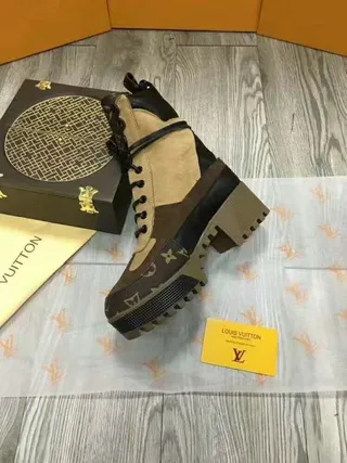 Louis Vuitton Run Away Monogram Canvas and Beige Ankle Boots 4