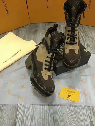 Louis Vuitton Run Away Monogram Canvas and Beige Ankle Boots 5