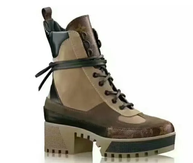 Louis Vuitton Run Away Monogram Canvas and Beige Ankle Boots 8