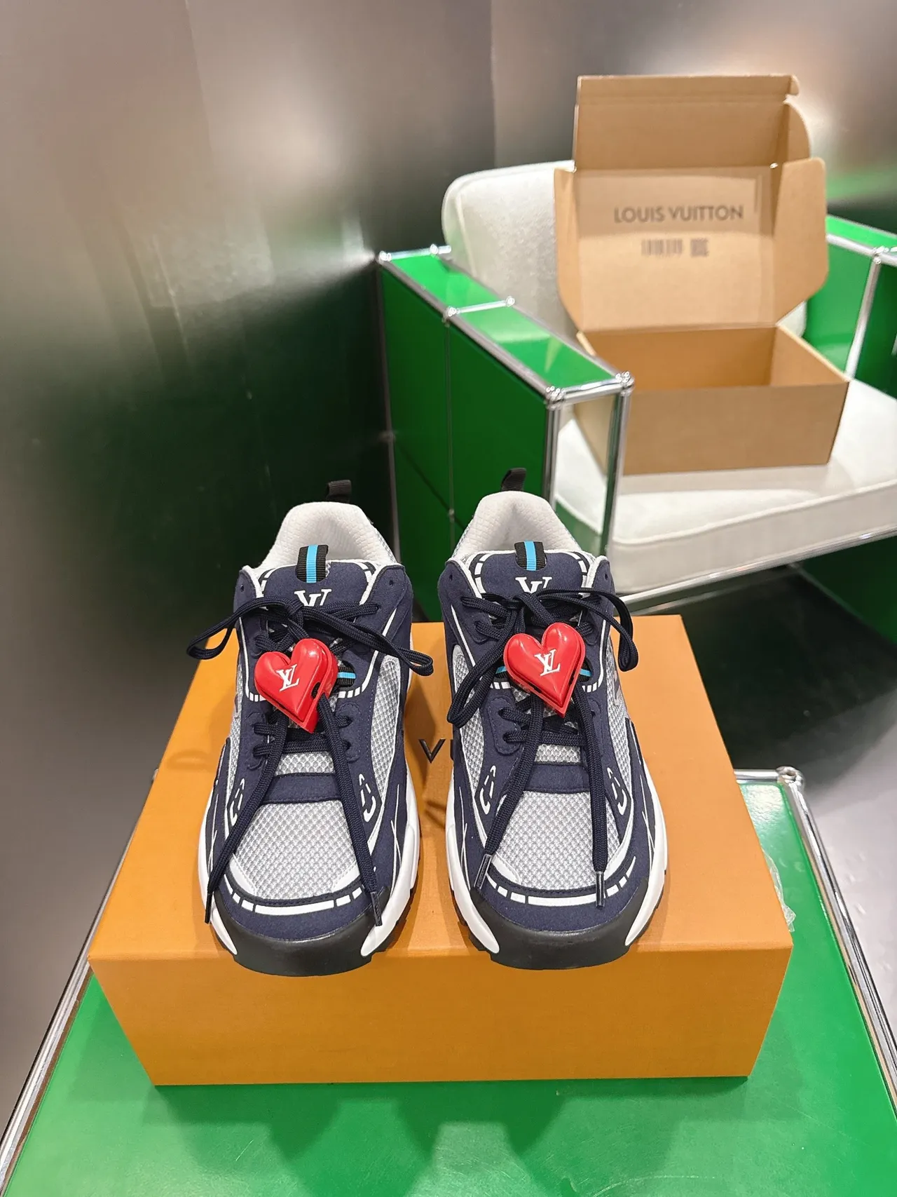 Louis Vuitton Run Away Navy Gray White Chunky Sneakers 2