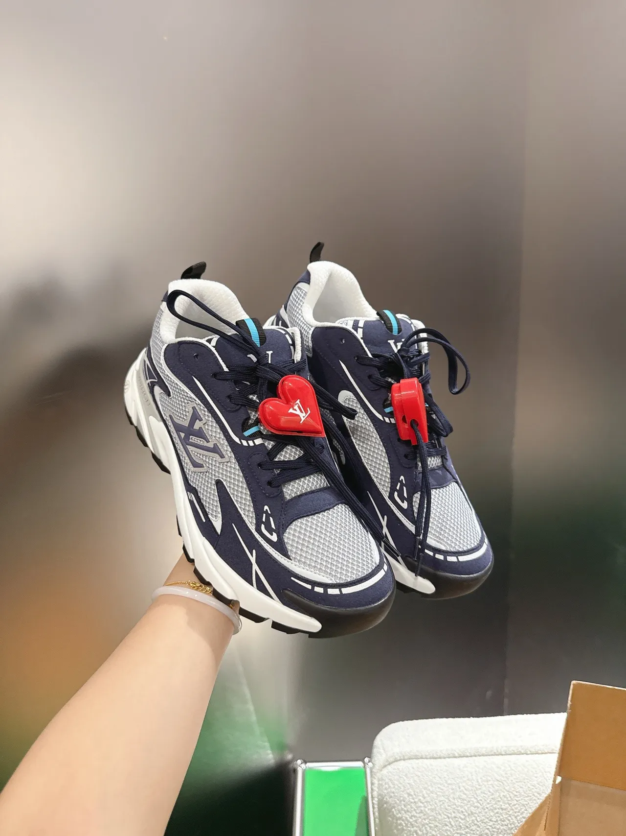 Louis Vuitton Run Away Navy Gray White Chunky Sneakers 4