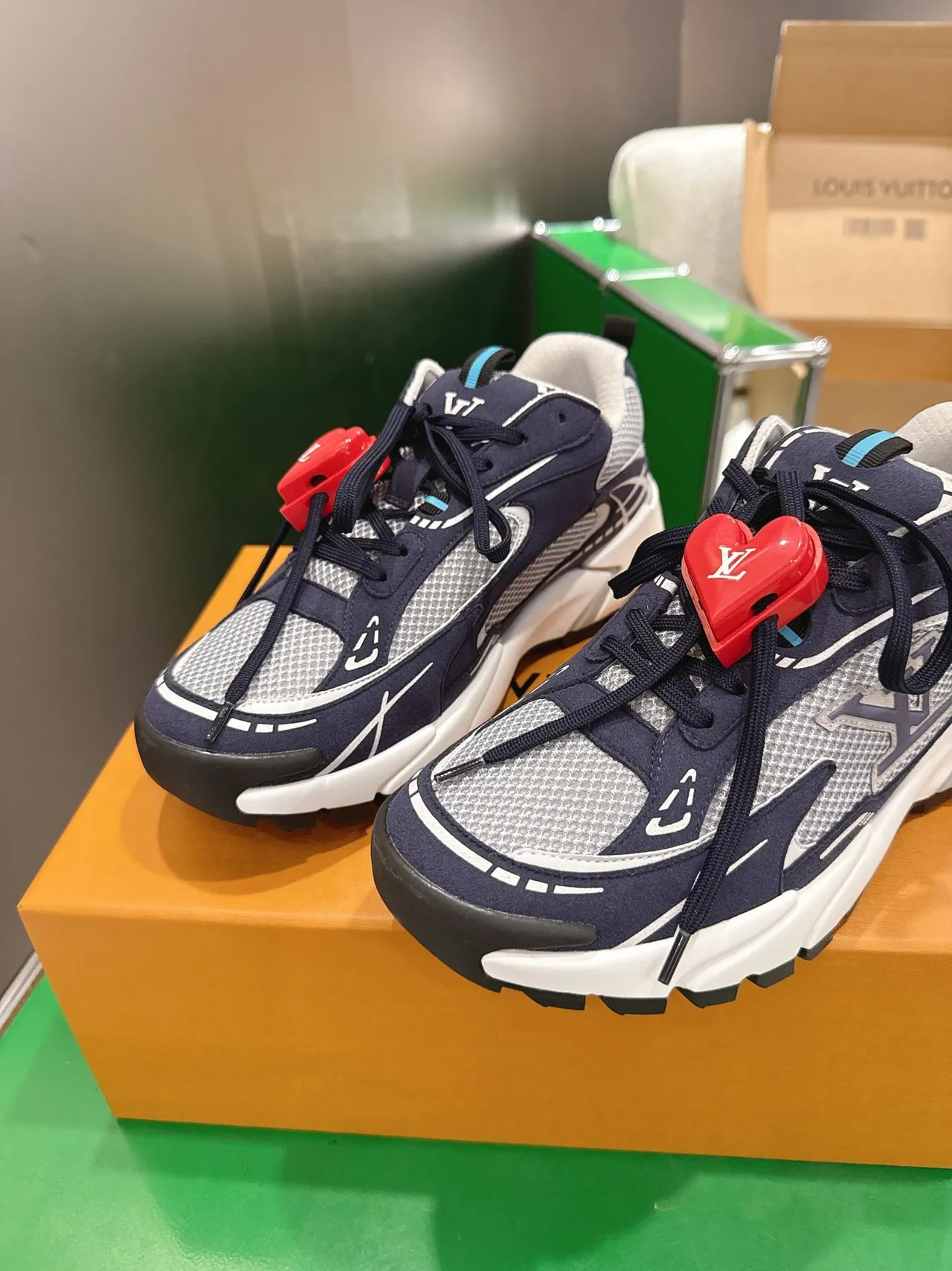 Louis Vuitton Run Away Navy Gray White Chunky Sneakers 5