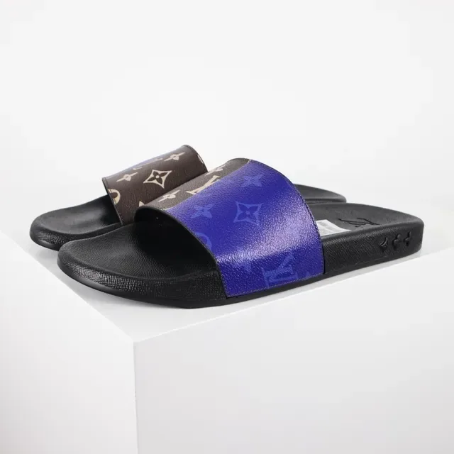 Sandália Louis Vuitton Run Away Slide Roxa Monograma Preta 2