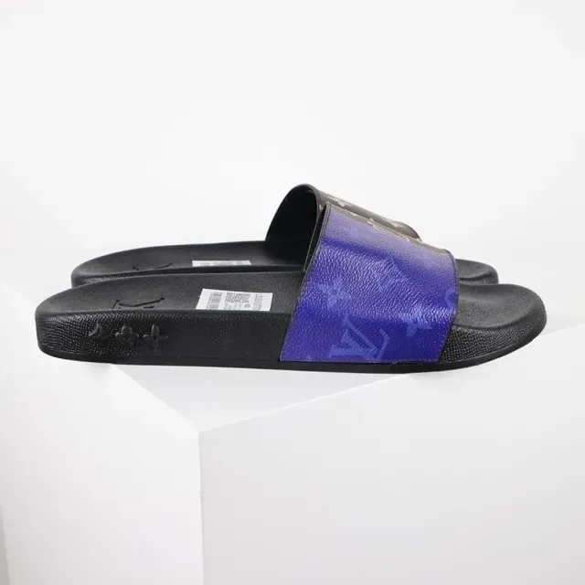 Sandália Louis Vuitton Run Away Slide Roxa Monograma Preta 3