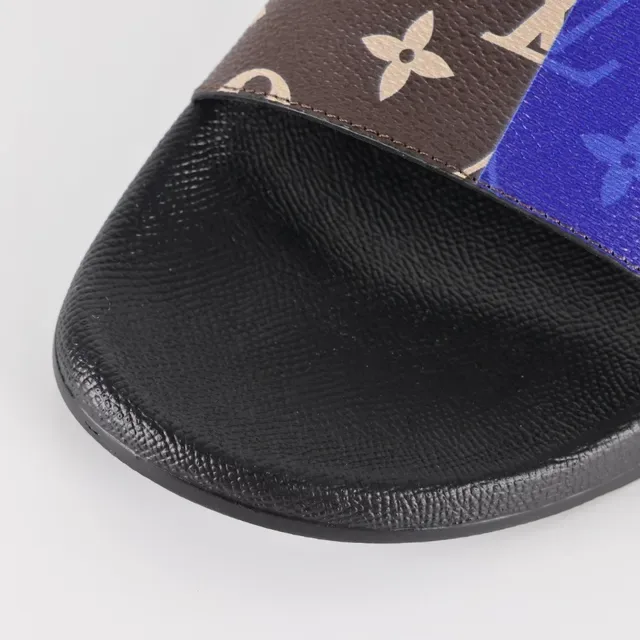 Sandália Louis Vuitton Run Away Slide Roxa Monograma Preta 5