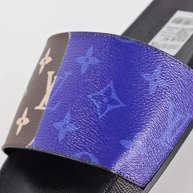 Sandália Louis Vuitton Run Away Slide Roxa Monograma Preta 6