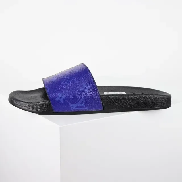 Sandália Louis Vuitton Run Away Slide Roxa Monograma Preta 9