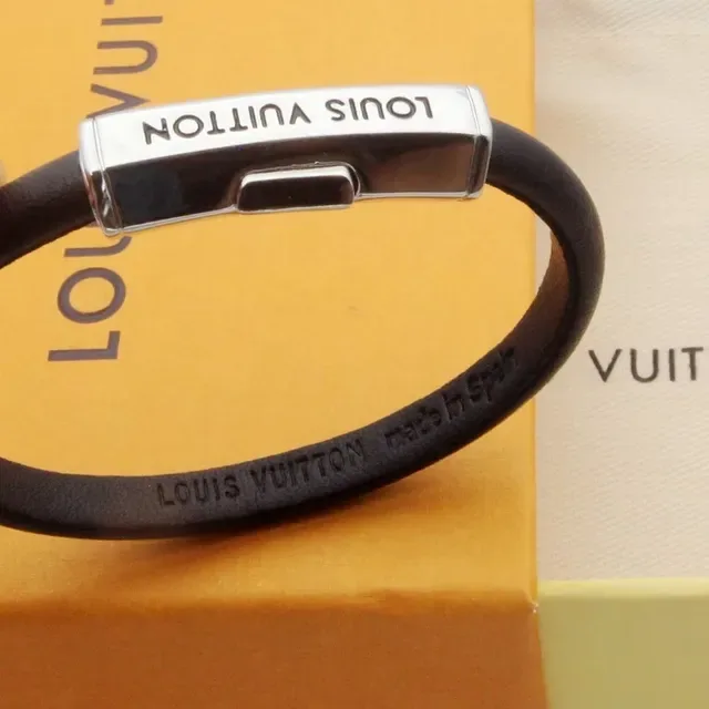 Louis Vuitton Silicone Bracelet Black Blue Band Rectangular Metal Clasp Bracelet 3