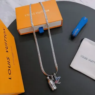 Louis Vuitton Silver Curb Chain Coca-Cola Bottle Charm Necklace