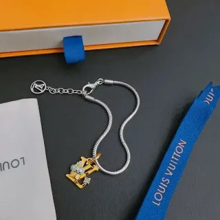 سوار Louis Vuitton فضي ذهبي سلسلة ثعابين مع إكسنت إيمل