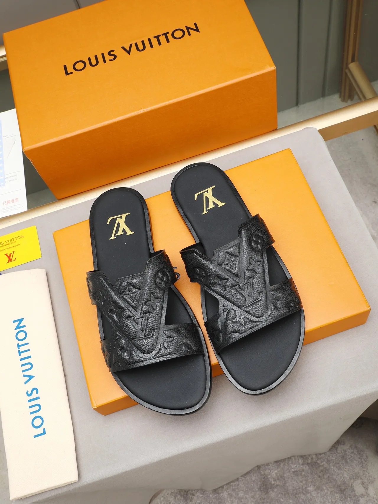 Louis Vuitton Slide Embossed Monogram Crisscross Strap Slippers 5