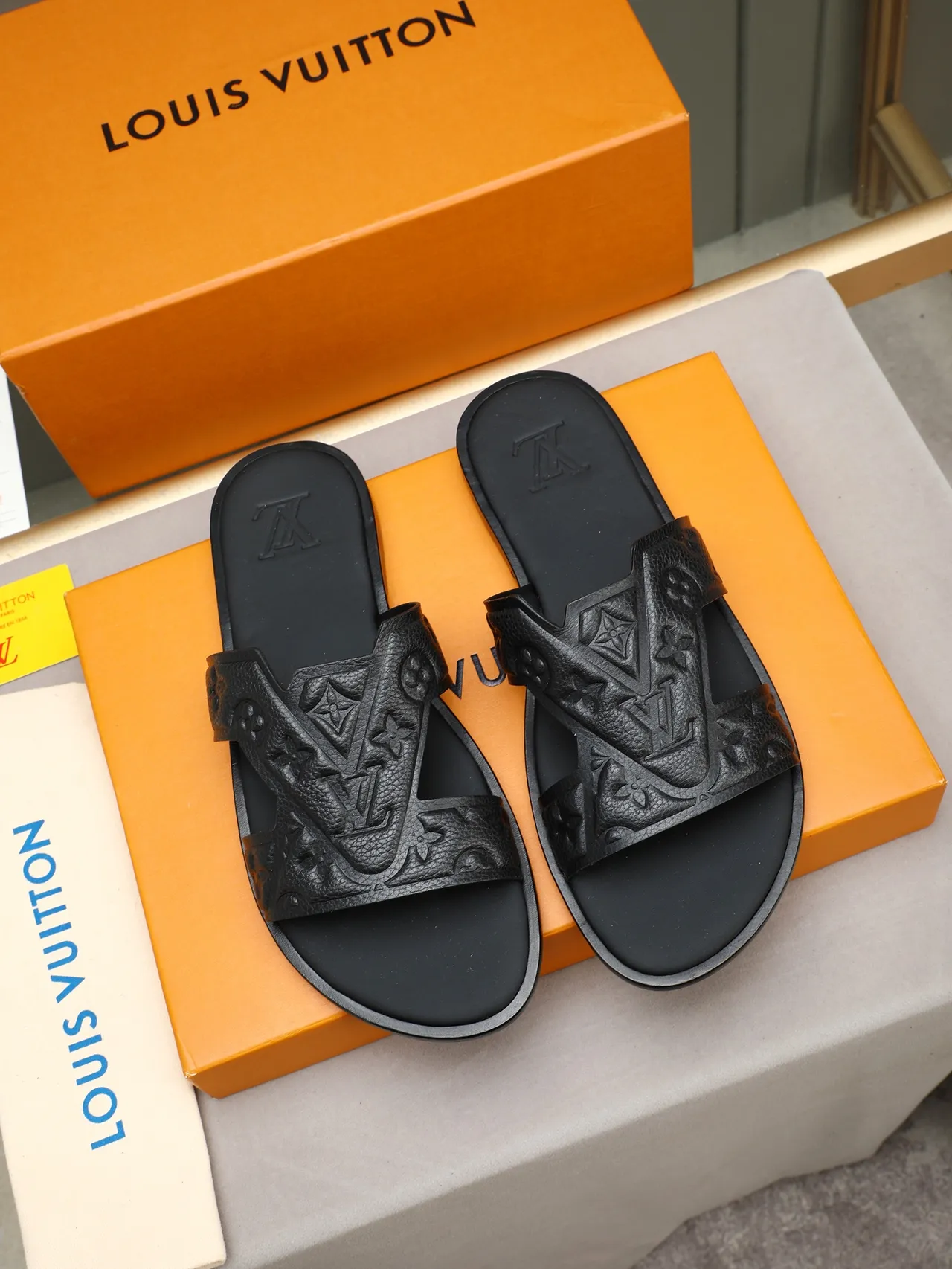 Louis Vuitton Slide Embossed Monogram Crisscross Strap Slippers 7