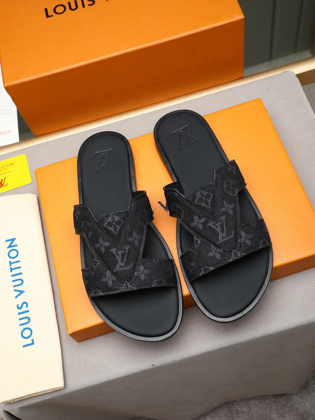 Louis Vuitton Slide Embossed Monogram Crisscross Strap Slippers 9
