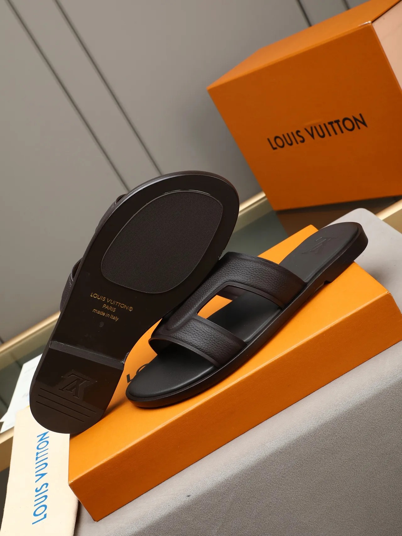 Louis Vuitton Slide Embossed Monogram Crisscross Strap Slippers 14