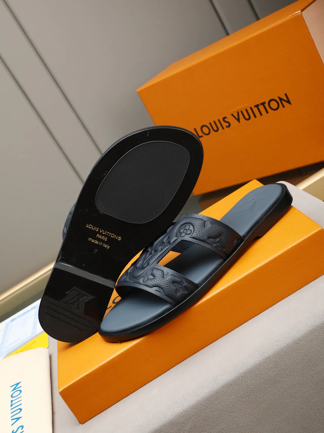 Louis Vuitton Slide Embossed Monogram Crisscross Strap Slippers 17