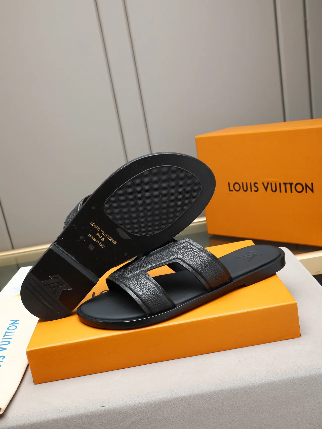 Louis Vuitton Slide Embossed Monogram Crisscross Strap Slippers 19