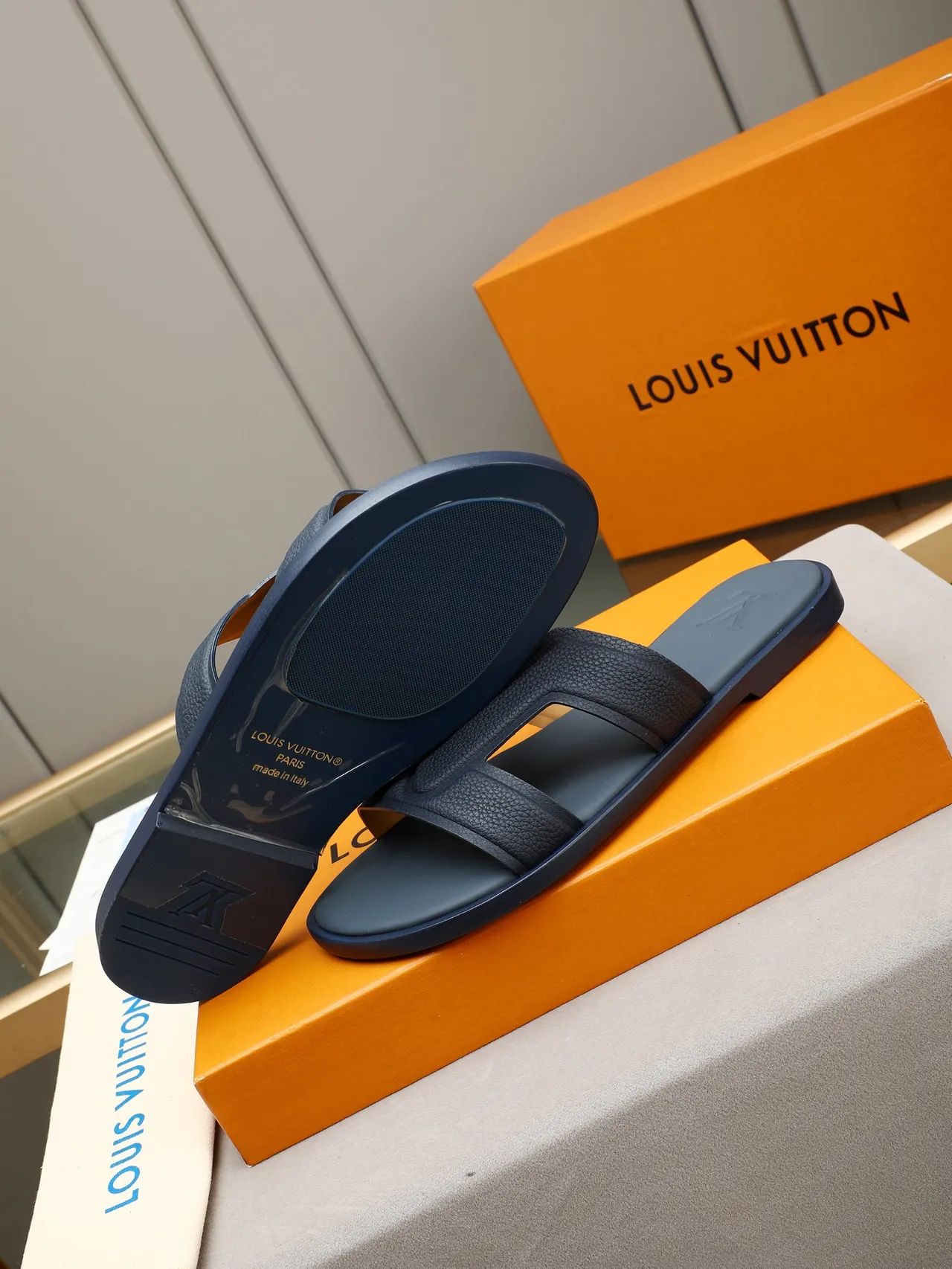 Louis Vuitton Slide Embossed Monogram Crisscross Strap Slippers 21