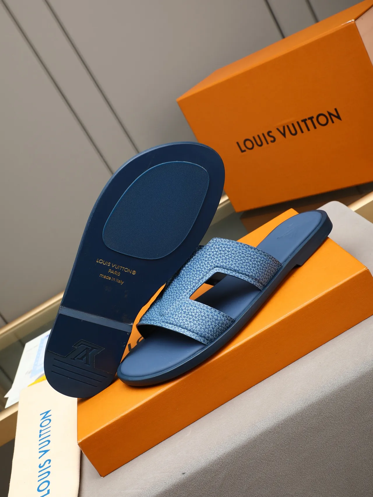 Louis Vuitton Slide Embossed Monogram Crisscross Strap Slippers 22