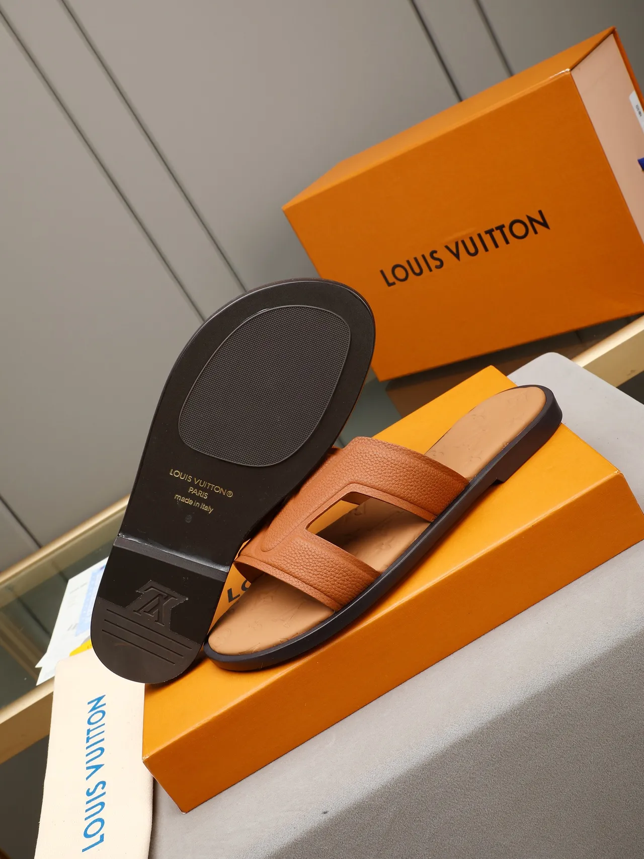 Louis Vuitton Slide Embossed Monogram Crisscross Strap Slippers 23