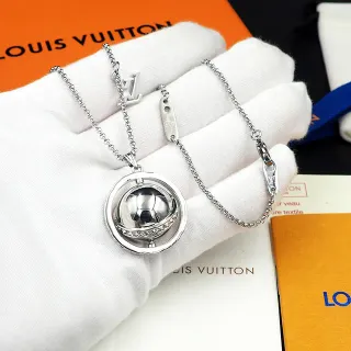 Louis Vuitton Sphère Argent Sphérique Rotative Pendentif Pavé-Set Bande Cristal Collier