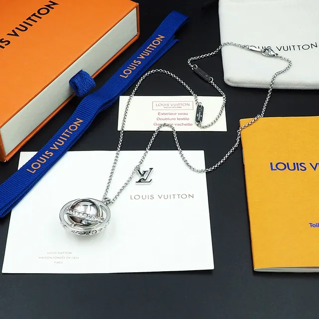 Louis Vuitton Sphere Silver Spherical Rotating Pendant Pavé-Set Crystal Band Necklace 3