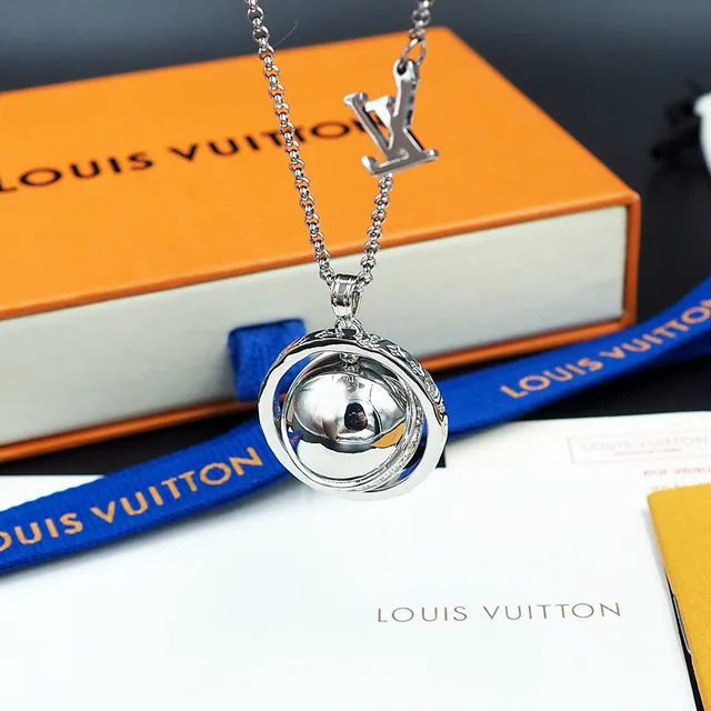 Louis Vuitton Sphere Silver Spherical Rotating Pendant Pavé-Set Crystal Band Necklace 4