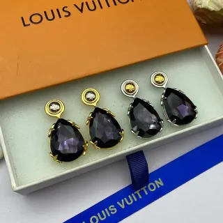 Louis Vuitton Teardrop Faceted Stone Dual-Tone Earrings