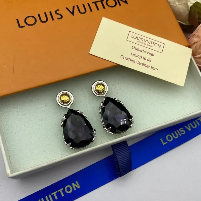 Louis Vuitton أقراط أذن قطرة حجر فاسيتد ثنائي اللون 4