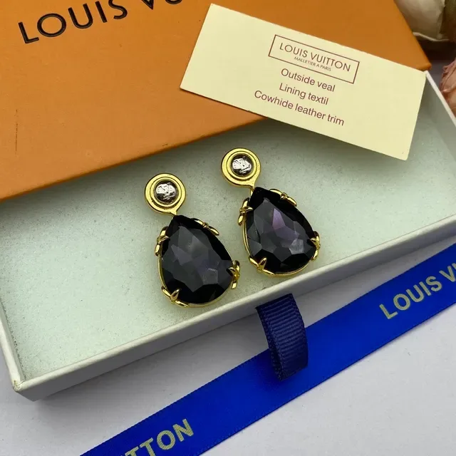 Louis Vuitton أقراط أذن قطرة حجر فاسيتد ثنائي اللون 5