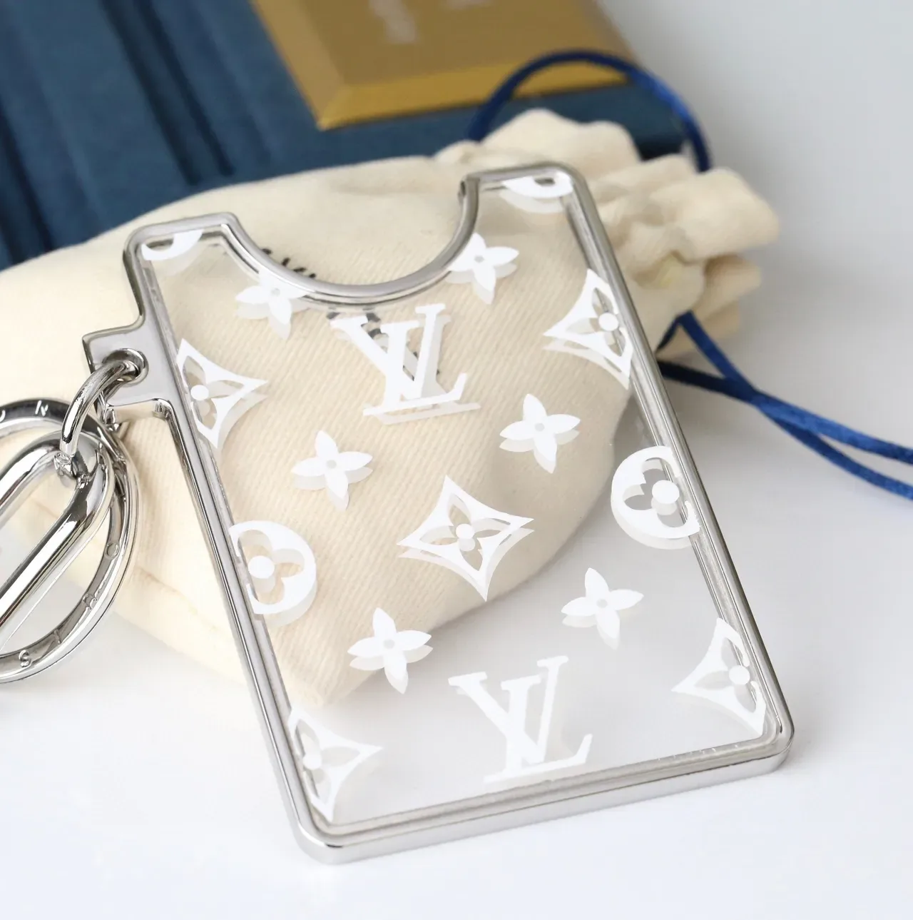 Louis Vuitton Transparent White Acrylic Monogram Print Phone Accessory 3