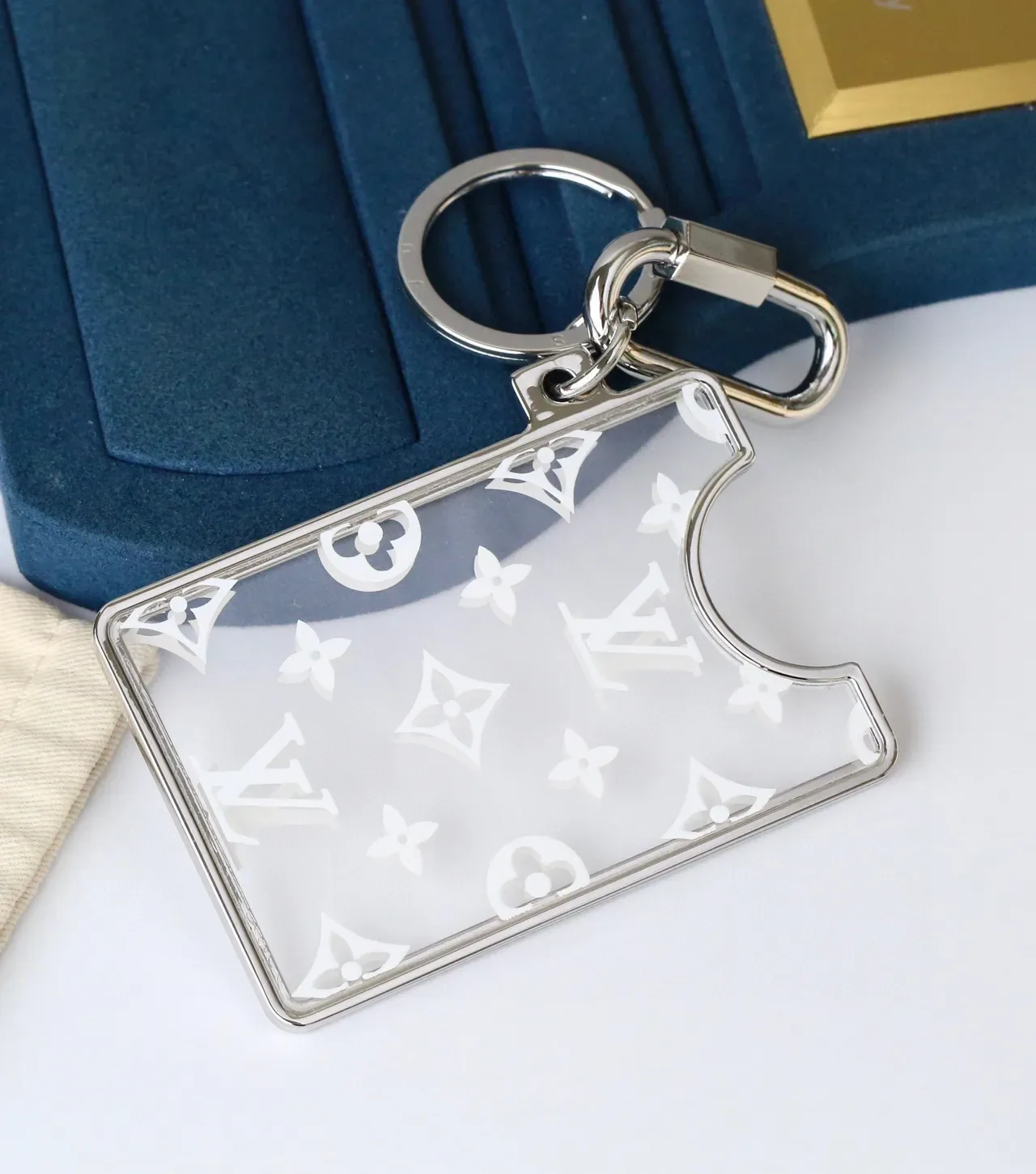 Louis Vuitton Transparent White Acrylic Monogram Print Phone Accessory 4