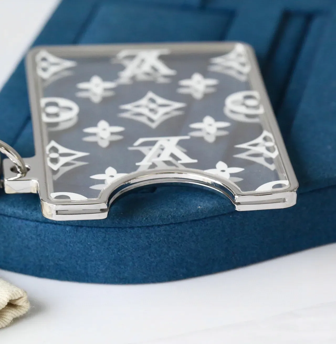 Louis Vuitton Transparent White Acrylic Monogram Print Phone Accessory 5