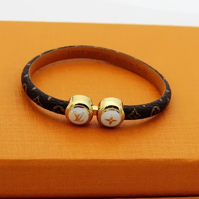 Louis Vuitton Turn Lock Dual Medallion Brown Monogram Bracelet 6