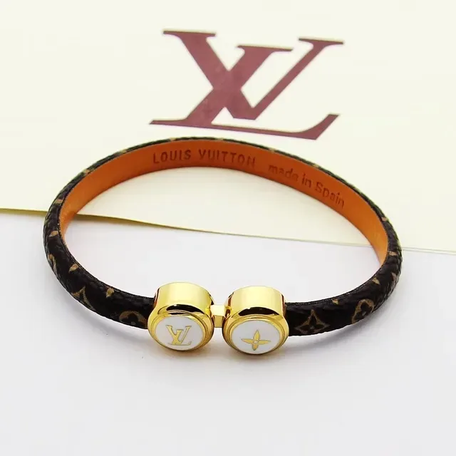 Louis Vuitton Turn Lock Dual Medallion Brown Monogram Bracelet 7