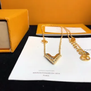 Louis Vuitton V-Shaped Textured Gold-Tone Necklace
