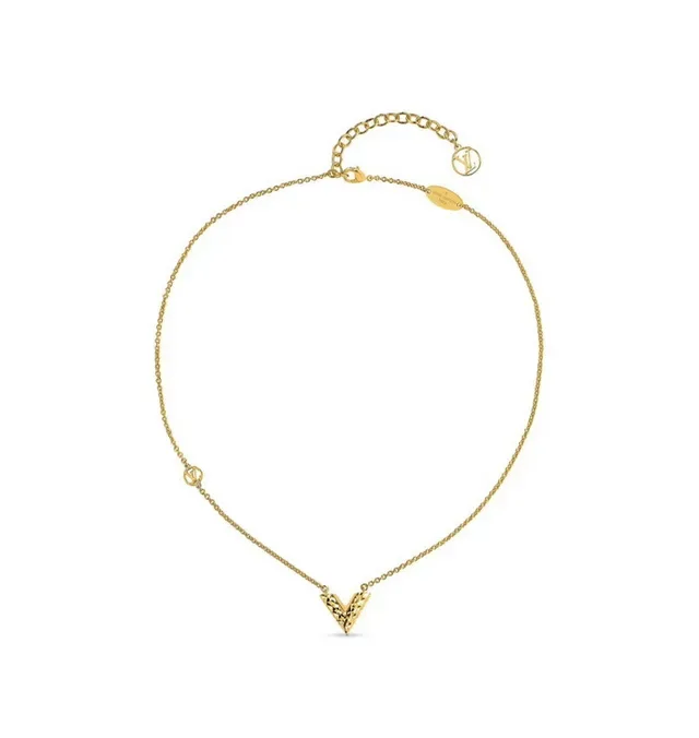 Louis Vuitton V-Shaped Textured Gold-Tone Necklace 5