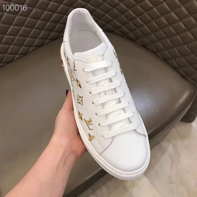 Louis Vuitton White and Gold Monogram Print Lifestyle Sneakers 2