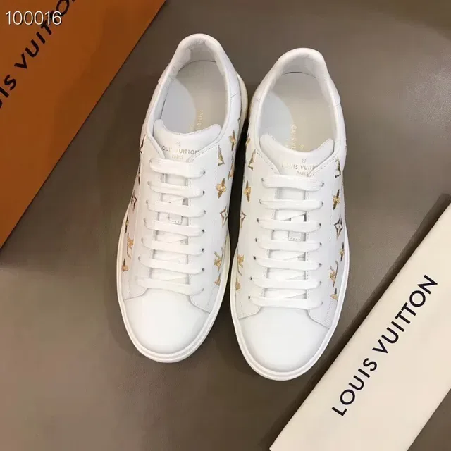 Louis Vuitton White and Gold Monogram Print Lifestyle Sneakers 7