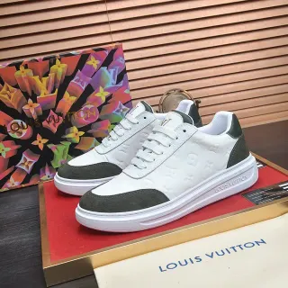 Louis Vuitton blanco verde army embossado Monogram cuero contraste gamuza paneles lifestyle zapatillas