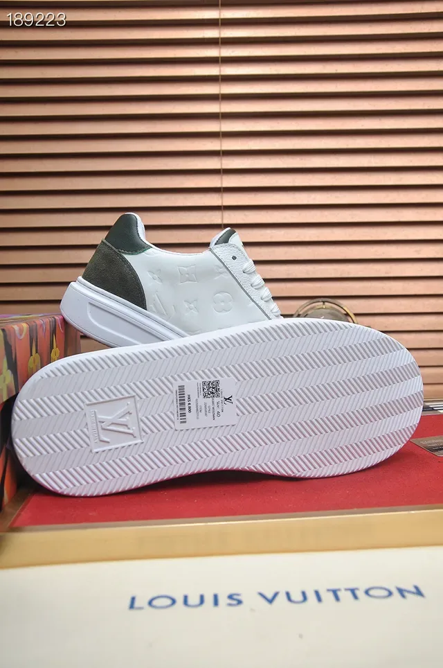 Louis Vuitton White Army Green Embossed Monogram Leather Contrast Suede Panels Lifestyle Sneakers 2
