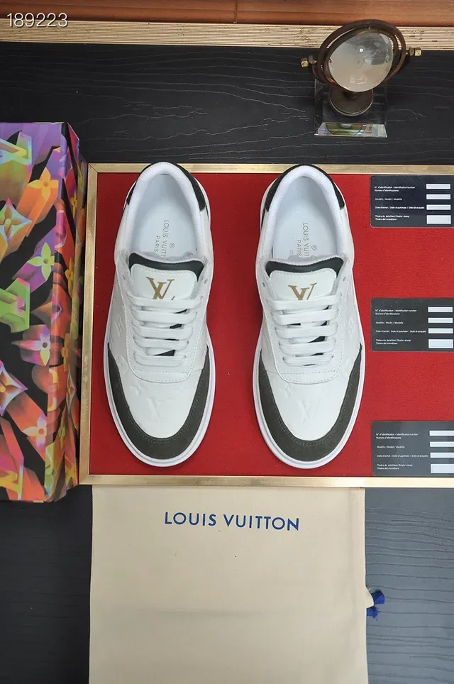 Louis Vuitton White Army Green Embossed Monogram Leather Contrast Suede Panels Lifestyle Sneakers 7