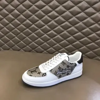 Louis Vuitton branco bege low-top monogrammed painéis de têxtil tênis lifestyle