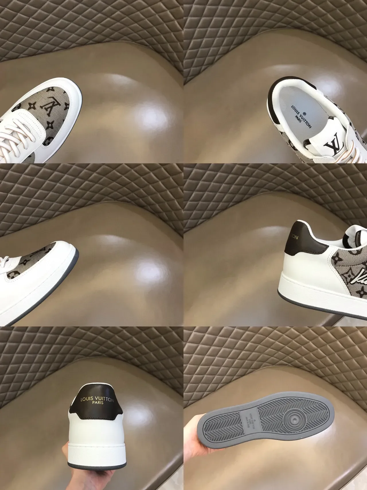 Louis Vuitton White Beige Low-Top Monogrammed Textile Panels Lifestyle Sneakers 2